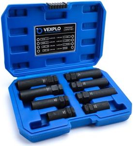 VEXPLO Spline Lug Nut Socket Set, 8 Piece SAE & Metric Locking Lug Nut Removal Tool, Wheel Lock Removal Kit for Easy Removing of Aftermarket & Factory Wheel Lug Nuts