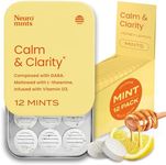 NeuroGum Calm & Clarity Mints (144 Pieces) - Sugar Free with L-theanine + GABA + Vitamin D3 - Nootropic Brain Supplements for Memory - Enhances Calm, Stress Relief for Men & Women - Honey Lemon