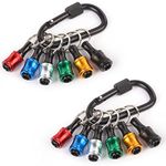 Katerk Portable 1/4 in Hex Shank Drill Bit Holder 2 Sets (12pcs), Light-Weight Extension Bar Keychain Adapter, Quick-Change Screwdriver Bits Retainer for Tool Pouch (6 Colors Black Carabiner)