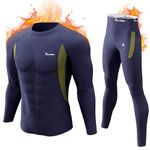 romision Thermal Underwear for Men Long Johns Thermals Fleece Lined Long Underwear Top and Bottom Set Cold Gear Navy Blue XS-4XL