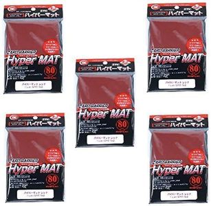KMC Hyper Matte Sleeves Red ×5 Sets (5 Packs/total 400 Sheets) (Japan Import) Made in Japan (1 Pack)