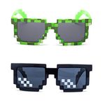 kilofly 2pc 8-Bit Pixel UV Protect Gamer Sunglasses Adult Kids Party Favors