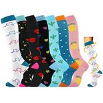 Losvcbcx 7 Pairs Compression Socks for Women & Men 15-20 mmHg is Best Athletic & Medical for Running Flight Travel Nurses