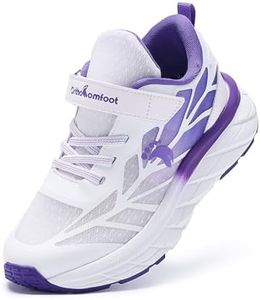 Boys Girls Kids Walking Shoes Arch Support: Fit Plantar Fasciitis Supportive Neuropathy Recovery School Shoes, Casual Heel Foot Pain Relief Flat Feet Breathable Sneakers Purple White Little Kid 12