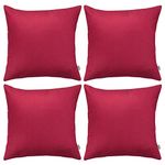 4-Pack Cotton Comfortable Solid Decorative Throw Pillow Case Square Cushion Cover Pillowcase (Cover Only,No Insert) (18x18 inch/ 45x45cm, Dark red)