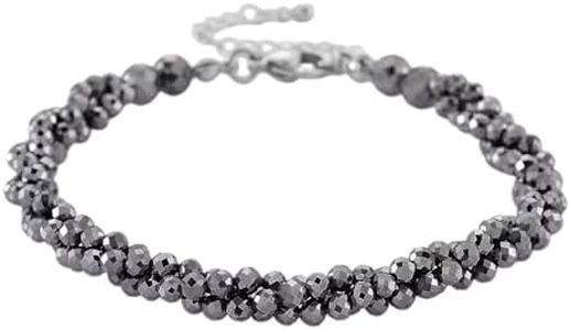 Shop LC Terahertz 35.00 ctw Beaded 3 Row Twisted Bracelet in Stainless Steel 7-9In