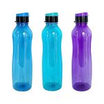 1 Litre Fliptop Plastic Water Bottle, Unbreakable Transparent Fridge Bottles Keep You Hydrated in Home, School, College, Office, and Outdoors, Multicolor (Set of 3, Orange)