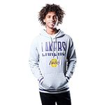 NBA Los Angeles Lakers Men's Fleece Hoodie Pullover Sweatshirt Focused Stripe, Small, Gray