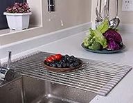 AAKitchen Roll-up Dish Drying Rack Over The Sink Multipurpose Rolling Dish Drainer Foldable Sink Rack Mat for Kitchen RV Camper Trailers (11.2''Wx17.7''L)