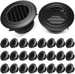 VIHOSE 24 Pcs 4'' ABS Round Vent Cover Plastic Soffit Vents Exhaust Bathroom Vent Cover with Built-in Fly Screen Mesh Air Vent Louver Grille Cover for Bathroom Office Home Kitchen, Black