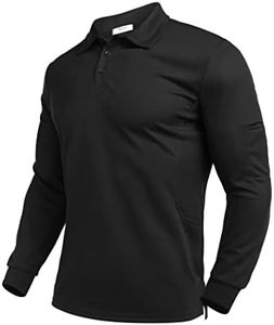 Deyeek Mens Polo Shirts Quick Dry Black Long Sleeve Polo Shirts for Men UPF 50+ Sun Protection Golf Polo Shirts with Pocket