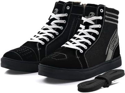 IRON JIA'S Bottes de Moto Chaussures de Moto Hommes ，Bottes de Motard Street Casual Antidérapantes et Respirantes avec Fermetures à Glissière Latérales Noir 43