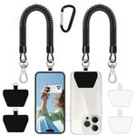 Doormoon Phone Lanyard Tether with 4 Patch, Cell Phone Lanyard with 2* Phone Tether, 4* Patch, 1* Carabiner for Outdoor Hiking Climbing Compatible for iPhone Samsung