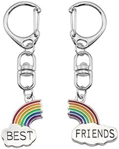 BFF Keychains Best Friends Birthday Gifts for Women Friendship Keychain for 2 Matching Rainbow Keychain for BFF Gifts for Teen Girls Best Friend Christmas Bday Gifts