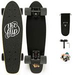 One Leopard® Mini Cruiser Skateboard, VIC 22 Inch Skateboard Wood Deck for Kids Teens & Adults, 7 PLY Maple Kicktail Deck Concave Trick Skateboard, T-Tool & Skateboard Stickers & Carry Bag Included