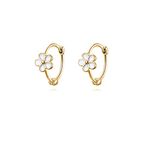 Reffeer Solid 925 Sterling Silver Flower Hoop Earrings Huggie for Women Daisy Hoop Earrings Cartilage Helix Earrings (B-18K Gold)