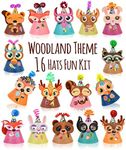 Woodland Animal Themed Party Hats Making Kit c/w Chenille Stems & Stickers. Group Activities, DIY Art Craft Home Project. Birthday, Christmas, Easter & Fiesta Decoration for Kid