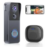 Wireless Video Doorbell Camera with Chime 2K HD Smart Video WiFi Door Bells with Camera PIR Motion Detection Night Vision 2-Way Audio Battery Powered Work with Alexa Support SD Card & Cloud Storage