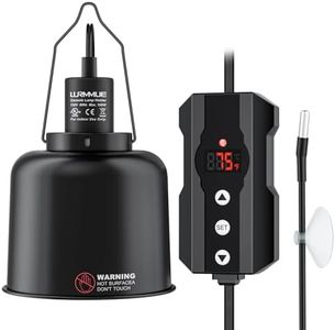 Reptile Heat Lamp Fixture 5.5" Deep Dome with Clamp & Digital Reptile Thermostat Controller, Ceramic Socket UVA UVB Basking Bulb Holder, PID Temp Control for Bearded Dragons Turtles Lizards Snakes
