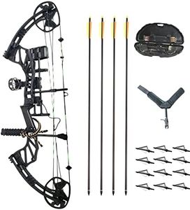 SAS Feud X 30-70 Lbs 19-31" Draw Length Compound Bow Pro Package for Hunting Field Target (Black, Hunting Travel Package, Right Hand - Draw with Right Hand)