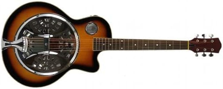 Acoustic Electric Guitar Sunburst Mahogany Traditional Resonator with Built-in Pre Amplifier, Steel Strings