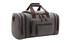 Duffle Bag, Unisex Canvas Holdall, Large Travel Duffles Travel Carry On Duffle Bags Overnight Weekend Weekender Bag Travel Tote for Men and Women Grey