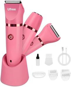 Ufree Bikini Trimmer Electric Razors for Women, Rechargeable Pubic Hair Trimmer Electric Shaver for Legs Body Hair, Bikini Shaver IPX7 Waterproof, Rose Red