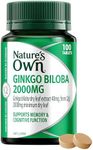 Nature's Own Ginkgo Biloba 2000mg Tablets 100 - Reduces Free Radicals formed in the body - Supports Cognitive Function, Memory, Recall, & Healthy Blood Circulation - Maintains Circulation