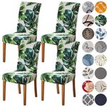 HZDHCLH Chair Covers Slipcovers 4/6 PCs Stretch Removable Washable Short Dining Chair Protector Cover Seat for Hotel,Dining Room,Ceremony (Green leaf,4 PCS)