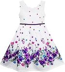 Sunny Fashion HT47 Girls Dress Elegant Princess Blooming Flower in Wind, Purple and Blue, 12 Years