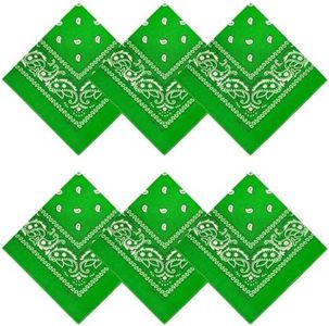 APIGANIZ 100% Cotton Bandanas, 21 x 21 inches, Set of 6 (Basic - Bright Green)