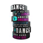 (6-Pack) Motivational Dance Wristbands with Inspirational Quotes - Dance Ballet Jewelry Accessories Awards Gifts for Ballerinas Dancers Choreographers Dance Team - for Men Women Youth Teen Girls Boys