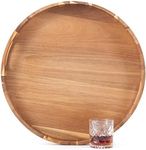 Round Wooden Serving Tray with Hand