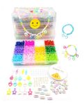 Beads for Kids Crafts Children's Jewelry Making Kit Hairband Bracelets Necklace and Rings Craft Kits DIY Birthday Gifts for 4-16 Year Old Girls Multicolor (Beads, Charms with Box)