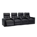 Octane Seating Cloud XS850 | Row 4 Theatre Chairs | Rich Black Bonded Leather | Chaise Footrest | Lumbar Support | Accessory Dock | Espresso Wood Feet | Removable Metal Drink Holders