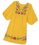 Kafeimali Summer Dress V Neck Mexican Embroidered Peasant Women's Dressy Tops Blouses (Yellow)