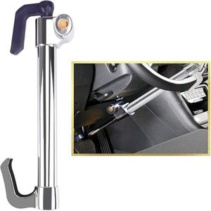 Tevlaphee Universal Steering Wheel Brake Lock Anti-Theft Retractable Double Hook Extended Car Lock Clutch Pedal Lock for Car Truck SUV Van Security with 3 Keys(Extended)