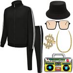 Z-Shop Men's Halloween 80s 90s Decades Rapper Costume Outfit, Black, S