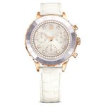 Swarovski Womens Octea Chrono Analog Watch Swiss Made, Leather Strap, White, Rose Gold-Tone Finish 5671150