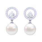 Clara 92.5 Sterling Silver Swiss Zirconia Pearl Earrings |Gift for Women and Girls