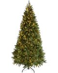 WeRChristmas Pre-Lit Craford Christmas Tree with Pinecones & 650 Chasing Warm LED Lights, 8 feet/2.4m