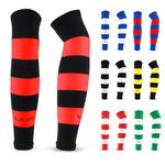 LION SPORTSWEAR Football Sock Sleeves To Accompany Grip Socks - Fits Over Calf/Shin Pads - Variety Of Colors To Match Your Team Kit (Black/Red, One Size)