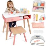 Pretend Nail Salon Wooden Play Set - Run Your Own Salon - Full Playset Includes Nail Polishes, Beauty Caddy, File, Dryer, Chair & Stool - Mess-Free, Fun Mani Pedi Manicure Nail Care for Girls and Kids