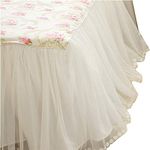 LELVA Dust Ruffled Bed Skirts Full Size Wrap Around Lace Bed Ruffle with Platform 18 inch Deep Drop Cotton Floral Girls Bed Sheets White