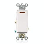 Leviton 5631-2W 20-Amp 120 Volt Decora Plus Rocker Lighted Handle, Illuminated OFF Single-Pole AC Quiet Switch (White)