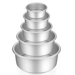 Gesentur Cake Pan Set, Round Cake Mold Anodised Aluminium 5 Pcs Bakeware with Removable Base for Cake Baking Party Birthday Christmas (5" 6" 7" 8" 9")