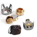OutyFun Mini Alcohol Stove Lightweight Brass Spirit Burner with Aluminium Stand Portable for Outdoor Backpacking Camping Hiking Survival