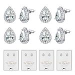DHQH 4/6 Pairs Bridesmaids Earrings Classic Cubic Zirconia Teardrop Stud Earrings for Women Girls I Couldn’t Tie a Knot Without You Brides Bridesmaids Proposal Wedding Jewelry Gifts