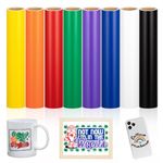 VINYL FROG Permanent Vinyl Roll Matte Adheisve Vinyl Bundle 12''x5ft/Roll 8 Colors Permanent Adhesive Vinyl Bundle for Decor Sticker, Party Deco(Black, White, Red, Green, Orange, Blue, Cream, Purple)