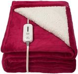 Electric Heated Blanket Throw, Full Body Size Fast Heating Blanket with 3 Heat Settings and Extra Long 13-Foot Power Cord, Reversible Ultra Soft Flannel and Sherpa for Cosy Warmth (50” x 60”) - Red
